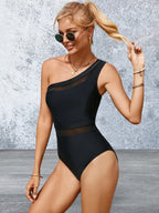 Single Shoulder One-Piece Swimwear