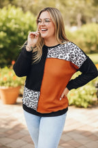 Plus Size Leopard Waffle Knit Top