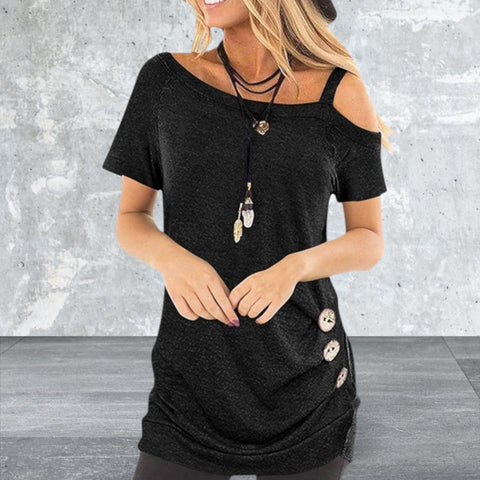 Women's Short Sleeve Cold Shoulder Blouse