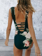 Cutout Printed Sleeveless One-Piece Swimwear