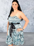 Plus Size Tiffany Blue Strapless Cocktail Dress
