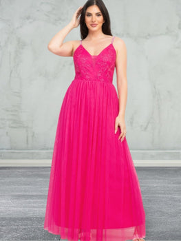 Women's Lightweight Breathable Glitter Straps Tulle Maxi Dress