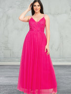 Women's Lightweight Breathable Glitter Straps Tulle Maxi Dress