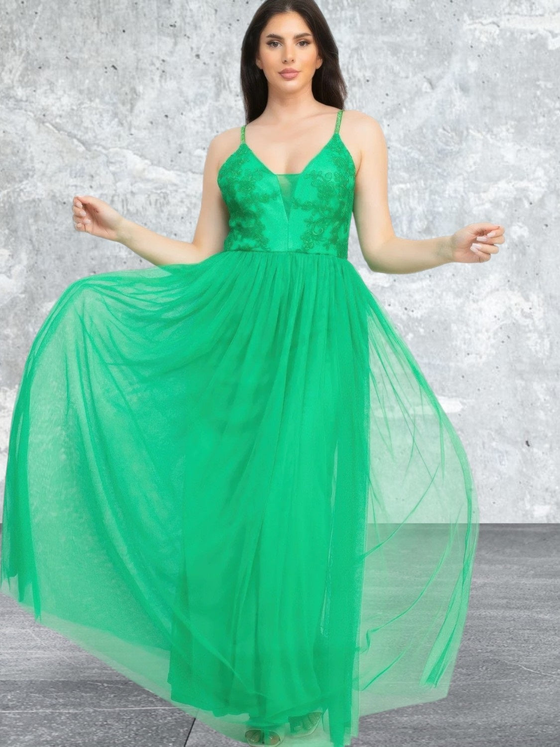 Summer Glitter Straps Mesh Tulle Maxi Dress