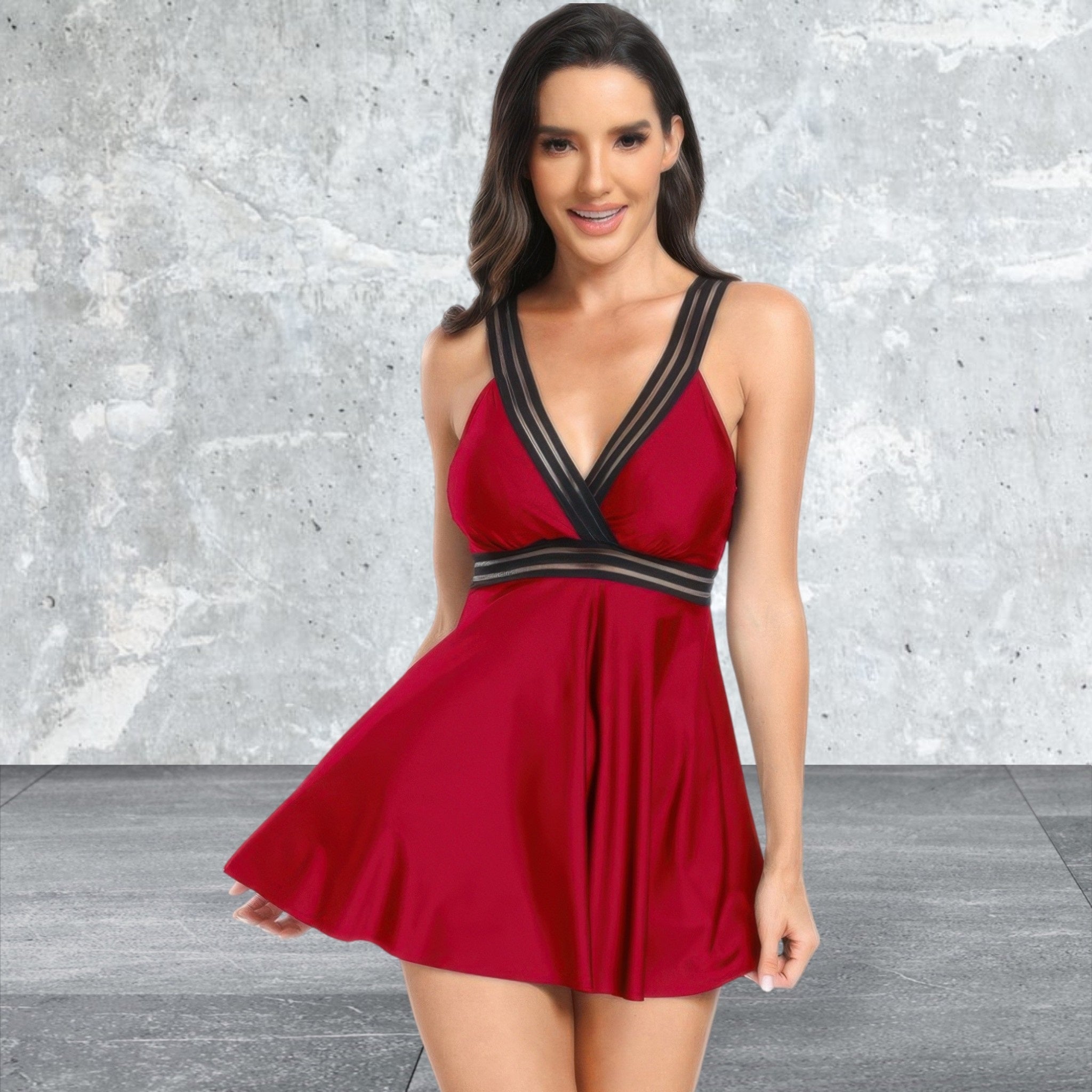 Lace Sleeveless Deep V Neck Swimsuits