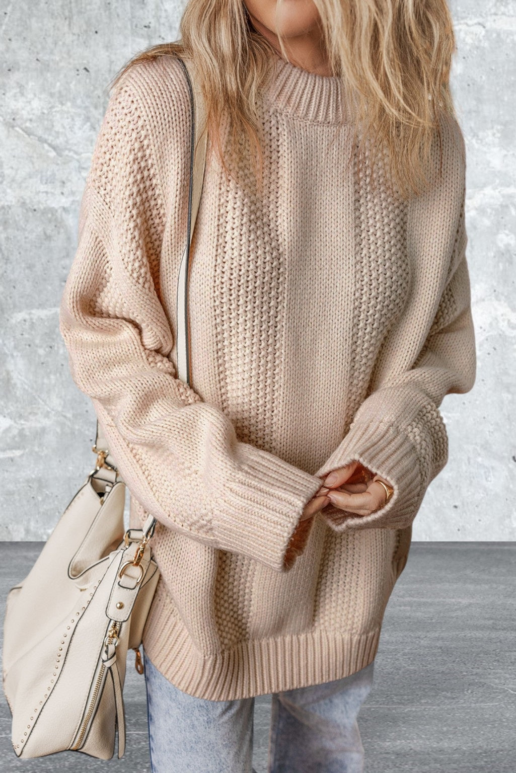 Cable Knit Ribbed Loose Sweater