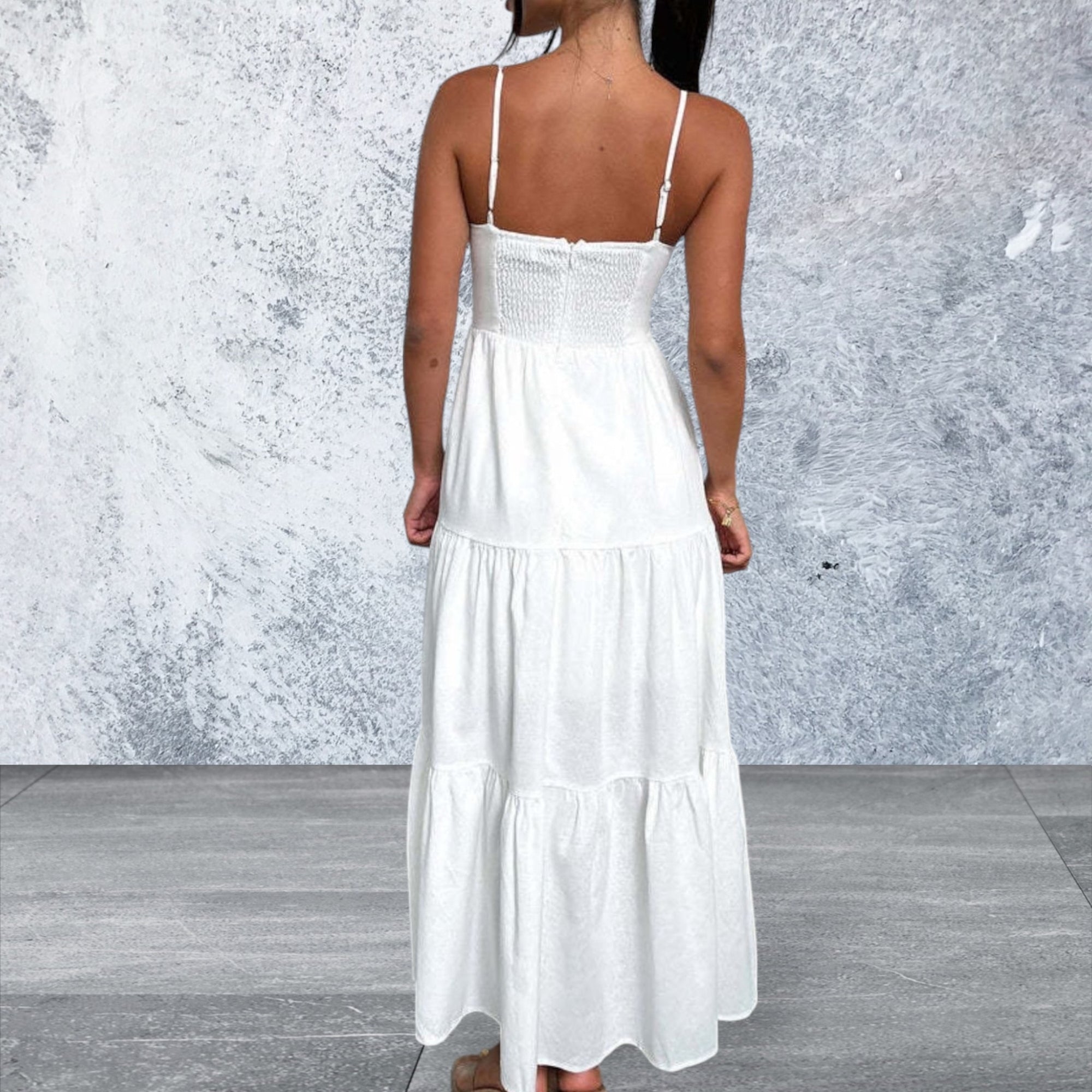 Cut-Out Tiered Dress with Spaghetti Straps