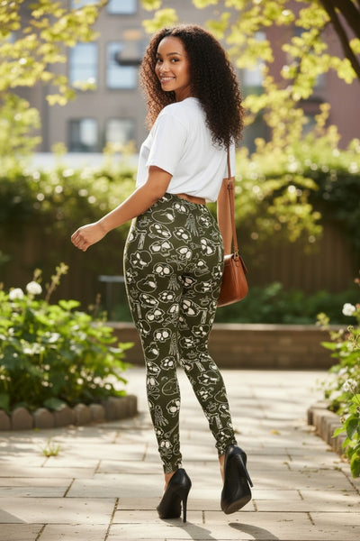 Skulls And Bones Graphic Printed Knit Legging