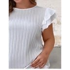 Plus Size Short Sleeve Round Neck Above-the-knee Dress
