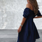 Ruffled Off-Shoulder Short Sleeve Dress