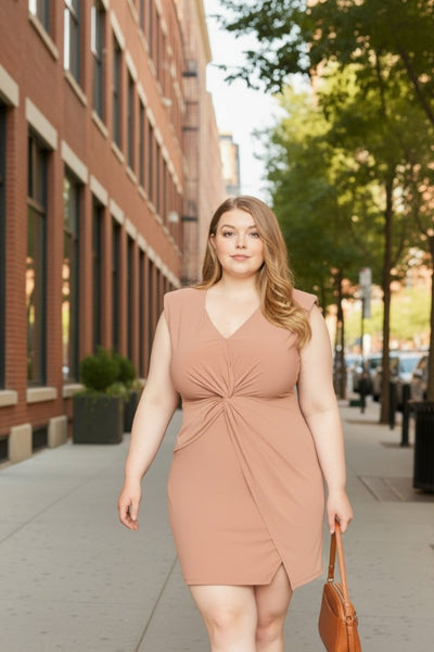 Sleeveless Plus Size Twist Front Mini Dress