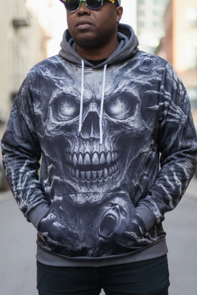 Men's Long Sleeve Lightweight Polyester Skull Hoodie