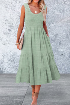 Sleeveless Square Neck Midi Dress