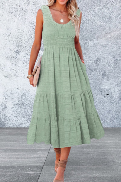 Sleeveless Square Neck Midi Dress