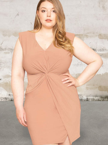 Plus Size Sleeveless Twist Waist Dress