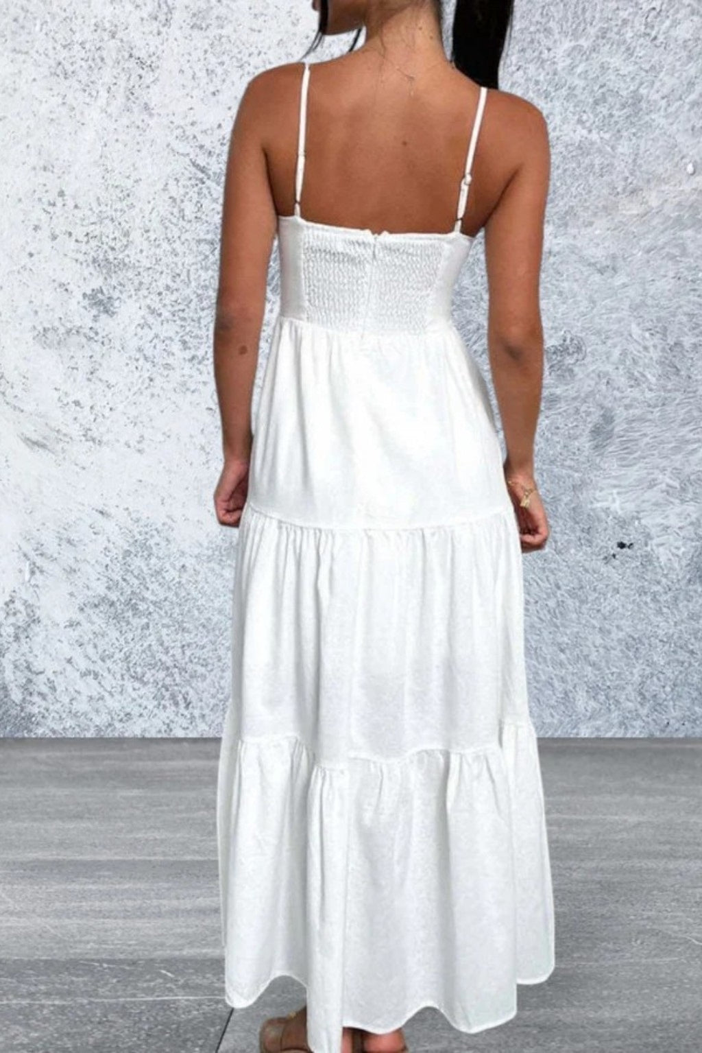 Cut-Out Tiered Dress with Spaghetti Straps