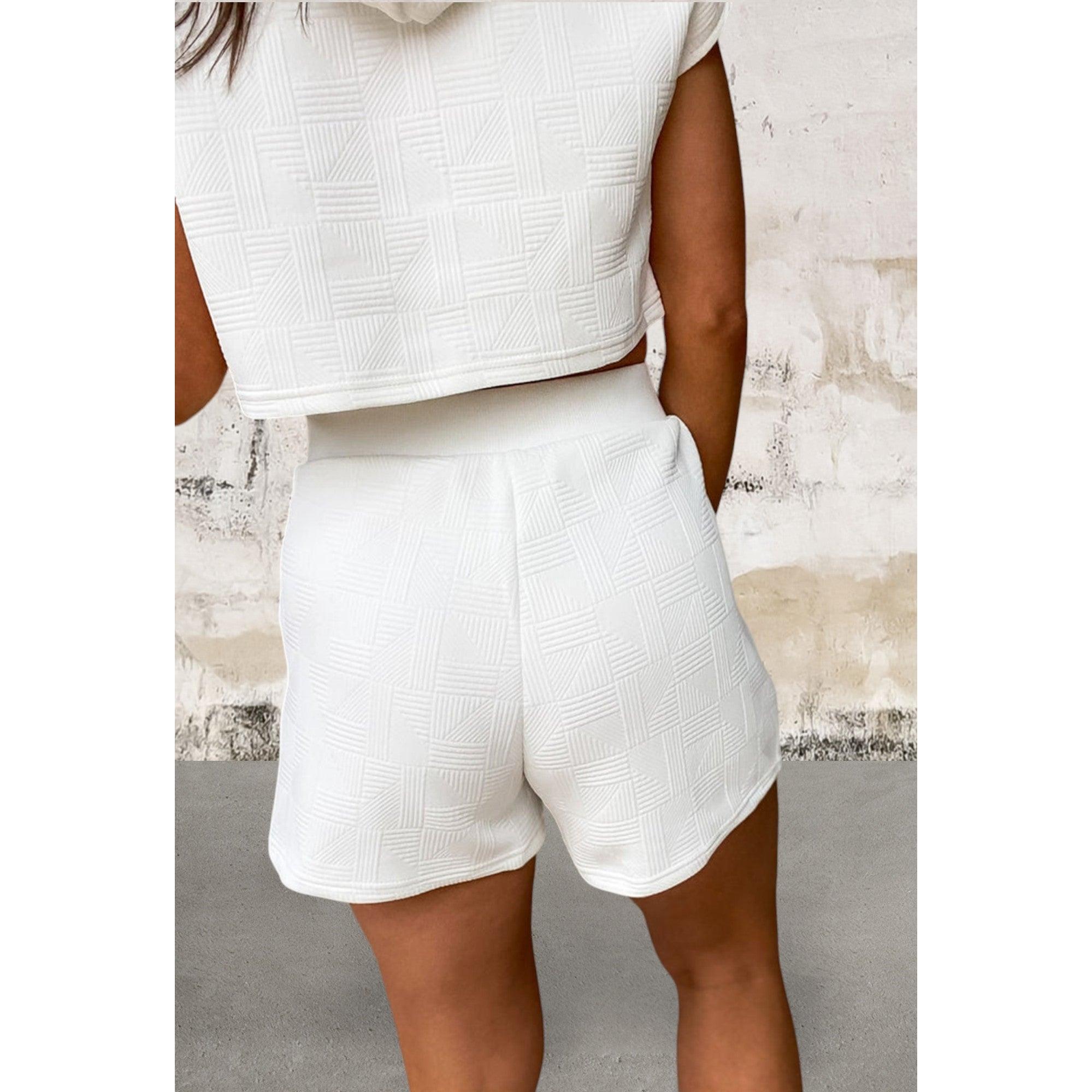 Cap Sleeve Cropped Hoodie Shorts Set