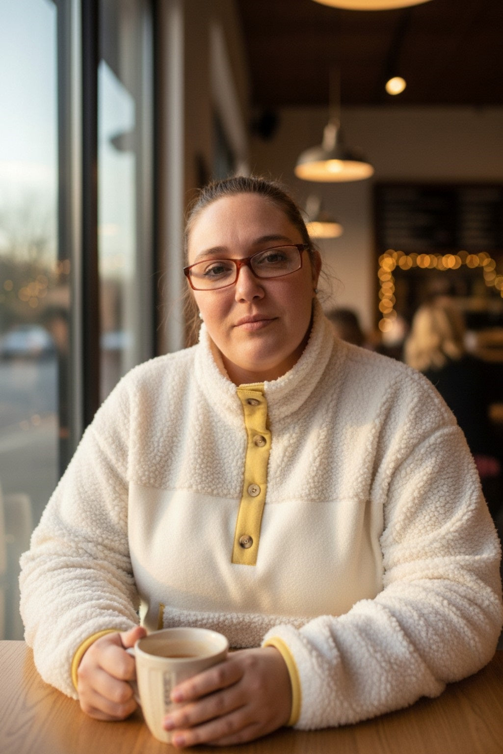 Long Sleeve  Fleece Buttons Collar Sweatshirt