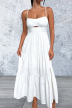 Cut-Out Tiered Dress with Spaghetti Straps