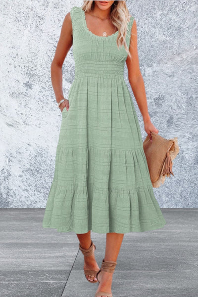 Sleeveless Square Neck Midi Dress