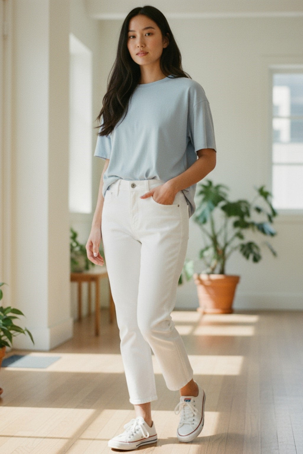 Womens white high rise straight leg jean