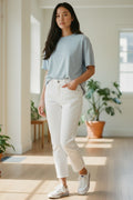 Womens white high rise straight leg jean