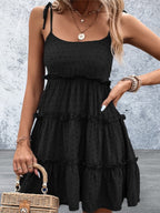 Spaghetti Strap Frill Tiered Summer Dress