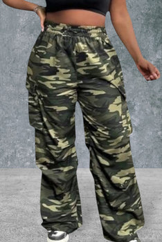 Plus Size Casual Camouflage Pants