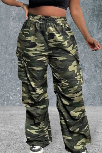 Plus Size Casual Camouflage Pants