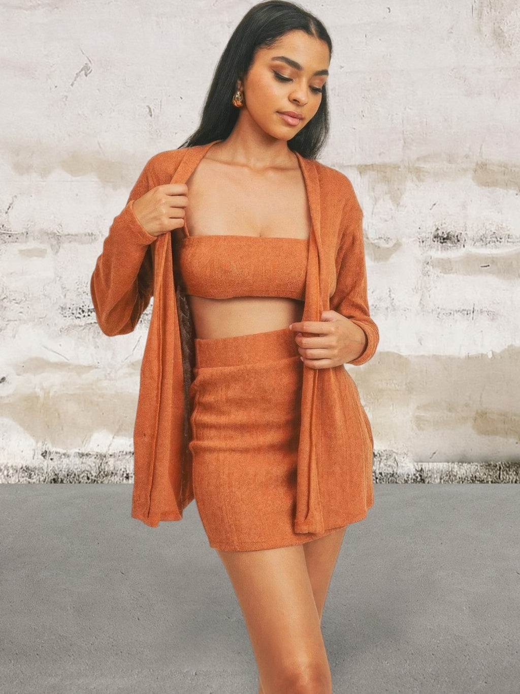 Cardigan Solid Color 3 Piece Set