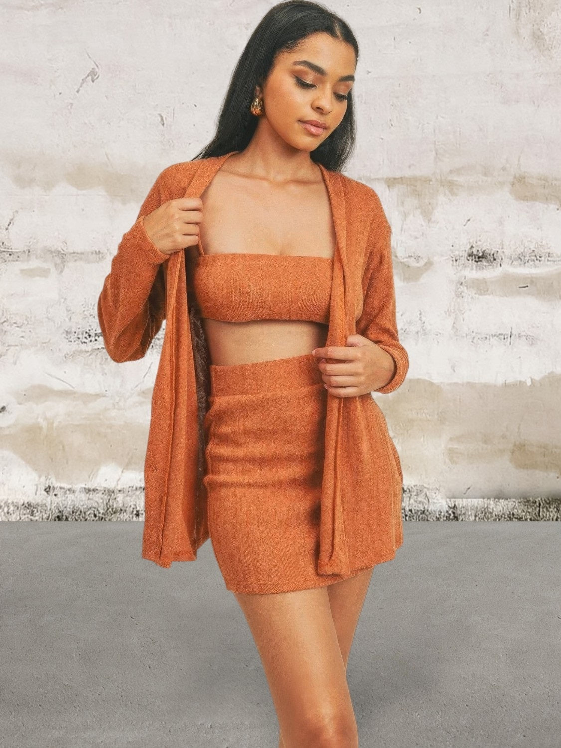 Cardigan Solid Color 3 Piece Set