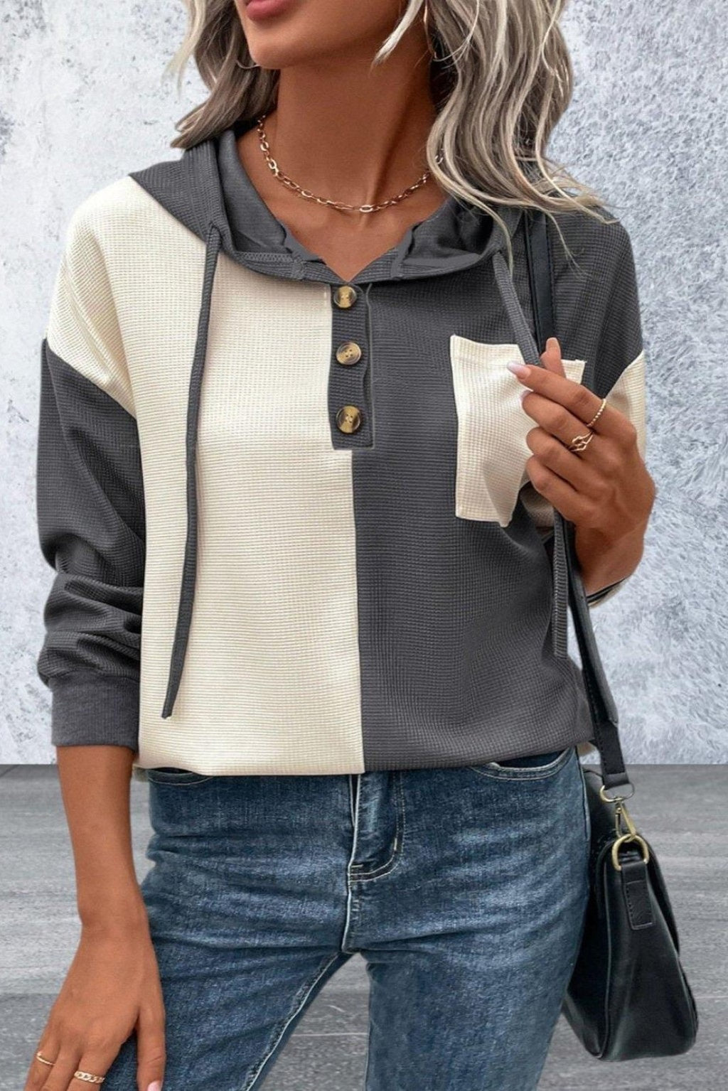 Women's Drop Shoulder Drawstring Hoodie