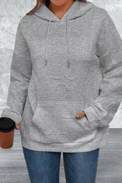 Long Sleeve Textured Embossed Women Hoodie