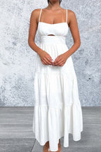 Cut-Out Tiered Dress with Spaghetti Straps