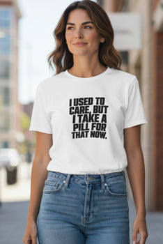 Womens Short Sleeve I Used To Care Graphic T-Shirt