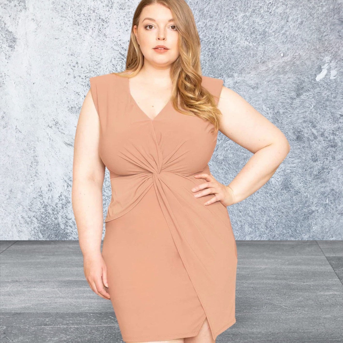 Sleeveless Plus Size Twist Waist Short Dress