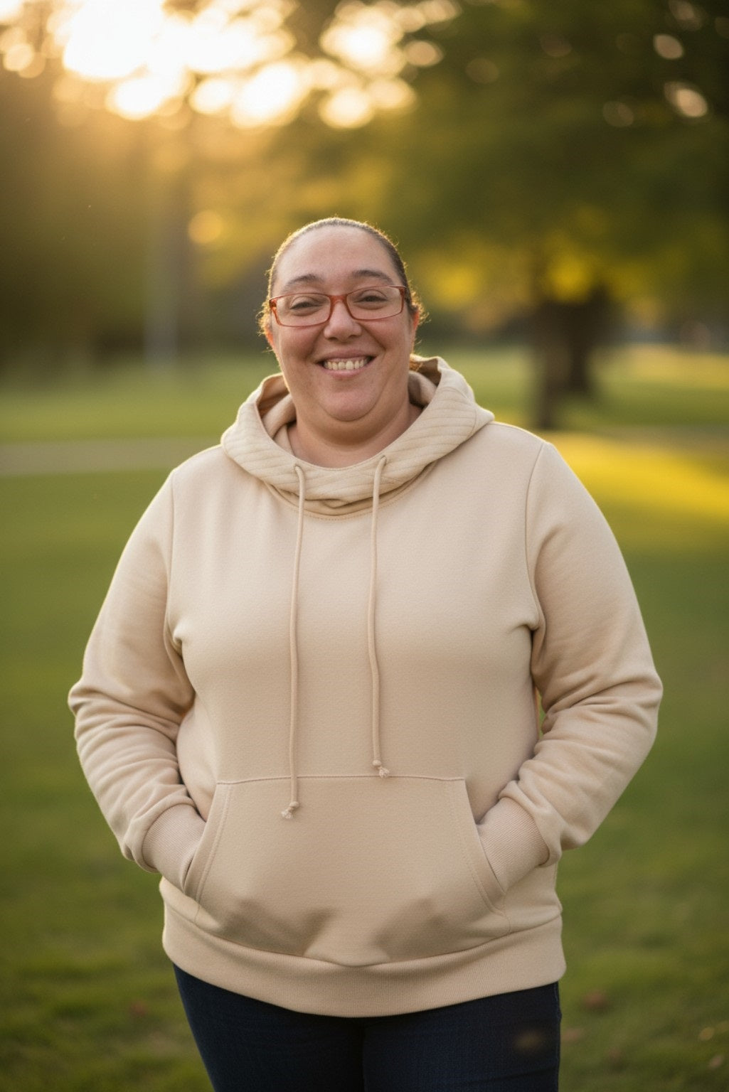 Parchment Zipped Pocket Cozy Drawstring Hoodie