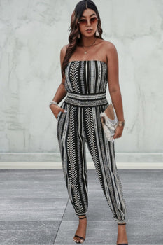 Plus Size Print Sleeveless Jumpsuit