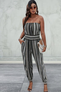 Plus Size Print Sleeveless Jumpsuit