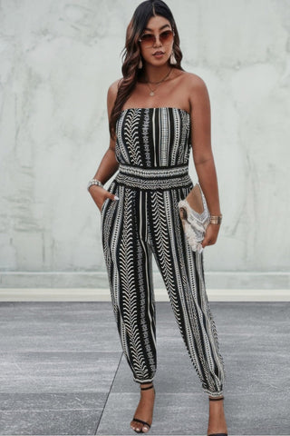 Plus Size Print Sleeveless Jumpsuit