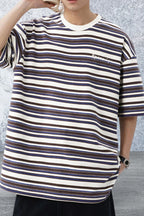 Men's Striped Round Neck Half Sleeve Top