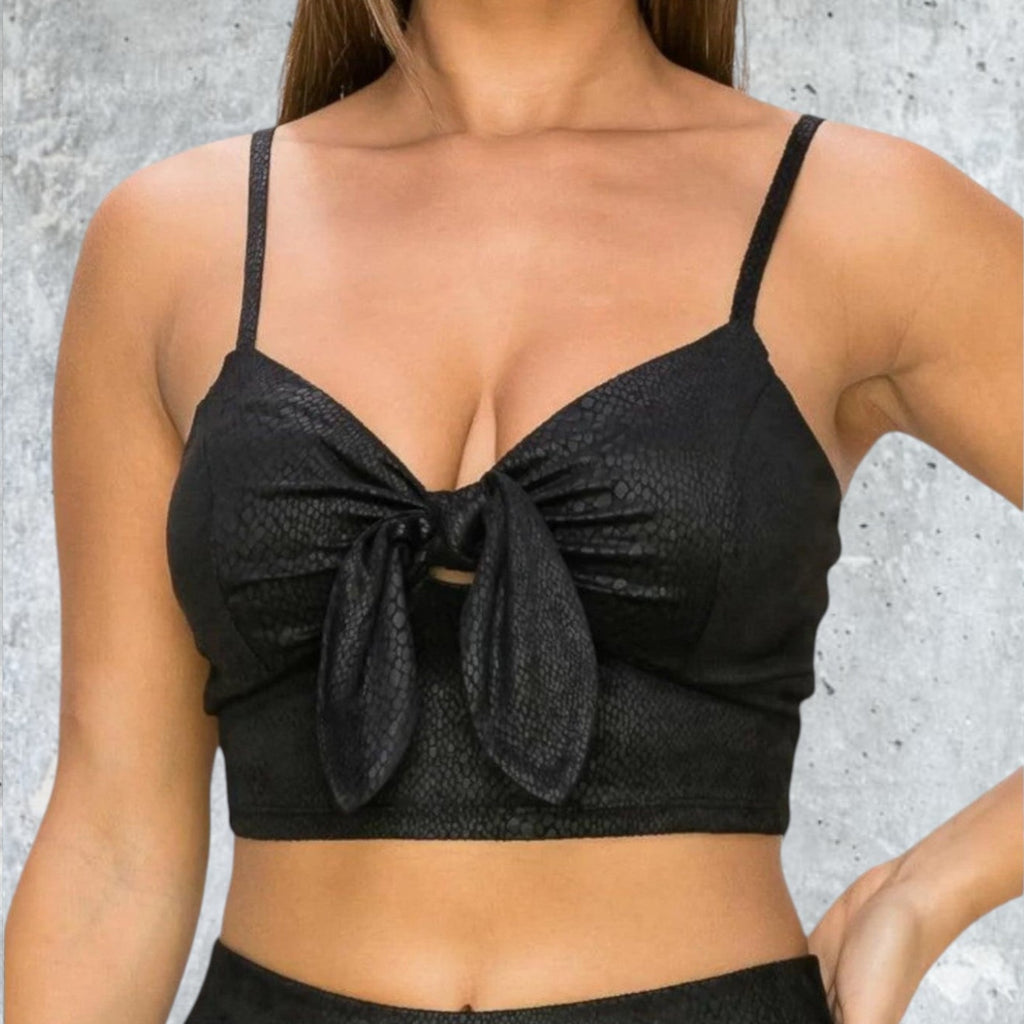 Sleeveless Snake Print Crop Top And Legging Set