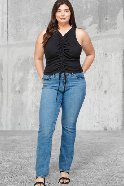 Plus Size Sleeveless Ruched Ribbed Top