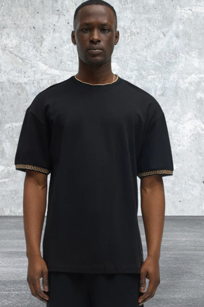 Men's Short Sleeve Crew Neck Black Top