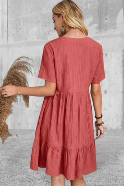 V-Neck Short Sleeve Summer Dress