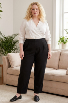 High-rise Linen-blend Straight Leg Pants
