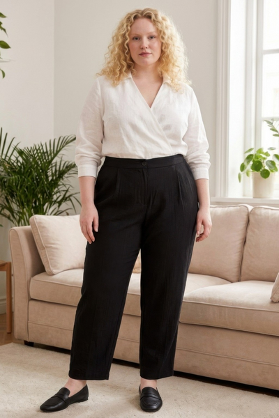 High-rise Linen-blend Straight Leg Pants