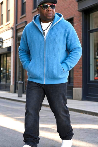 Men's Zip Front Wrapped Stitch Detail Hooded Jacket