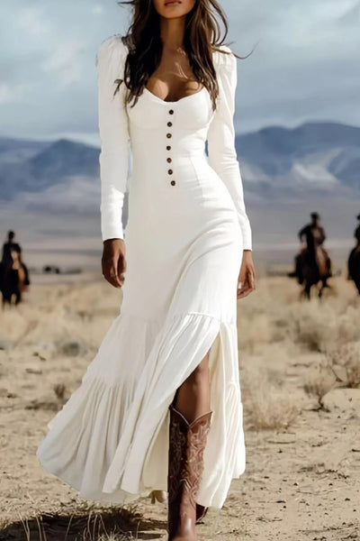 Slit Long Sleeve Dress