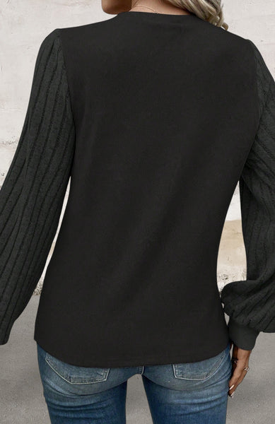 Black Long Sleeve Stretchy Sweater